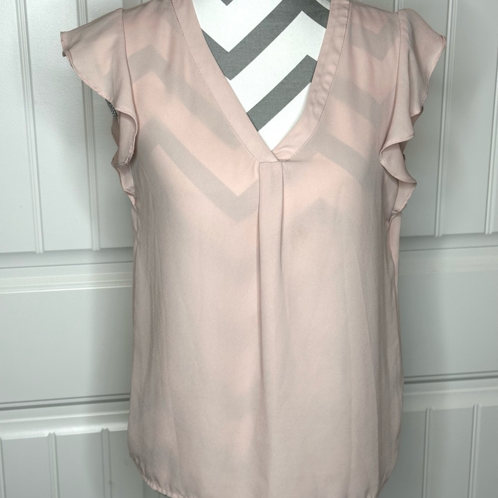 Philosophy Pink Ruffled Blouse with Flutter Sleeves